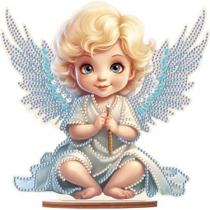 Ayuhr-Diy Broderie Diamant Objets De Décoration Diamond Painting Statues Décoratives, Puzzle Diamant Petit Ange Blond, Bricolage Cadeaux Unique Pour Les Enfants/Amis/Famille - Neuf