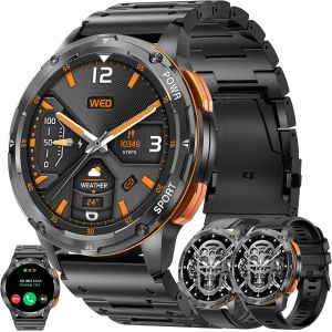 Amoled Montre Intelligente Pour Homme Avec Fonction Téléphone, 5 Atm, 100 Modes Sportifs, Podomètre, Moniteur De Sommeil, Pression Artérielle, Montre Pour Ios Et Android (Noir) - Neuf