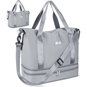 KALANKA-Sac de Voyage 36L Weekend Sac à bandoulière, Sac de Sport Séparé Sec et Humide Sac de Course Imperméable pour Femme Homme Sport Gym Weekender Sac Fourre-Tout Sac d'Hôpital - Neuf