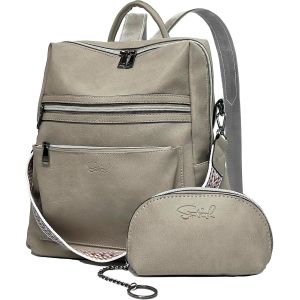 RFCBC-Sac à Dos Femme,PU Cuir Sac a Dos Loisir avec Multipoches,Imperméable Antivol Voyage Décontracté de Sac à Dos pour Travail, Scolaire Collège, Affaires - Neuf