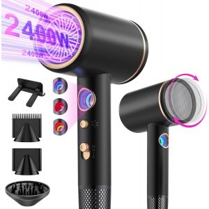Seche Cheveux Ionique Professionnel Avec Moteur Ac 2400 W, Diffuseur De Cheveux 4 En 1, Bouton Chaud/Froid, 3 Niveaux De Chauffage, 3 Niveaux De Vitesse, Avec - Neuf