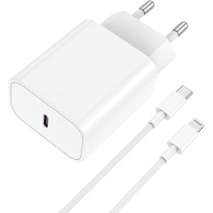 2-Pack iPhone Fast Charger and 3M USB C to Lightning Cable [MFi Certified] 20W Charger iPhone 13 14 Mains Type C Adapter for iPhone 14 Plus/13 Pro Max/12 Mini/11 Pro/XR/XS/SE/8/7/iPad - Neuf