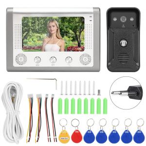 Sonnette de vision nocturne 7 pouces, interphone video avec carte d'identite TFT, prise 100-240 V EU - Neuf