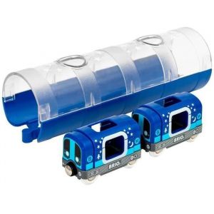 ERYI-World - 33970 - Metro Et Tunnel Phosphorescents - Pour Circuit De Train En Bois - Système D'Attache Aimantée - Jouet Pour Garçons Et Filles Dès 3 Ans - Neuf