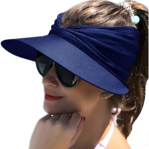 Kal-Casquette Visière Chapeau Pare Soleil Femme - Large Bord - Protection Uv Upf 50+ Chapeau De Plage Pliable - Séchage Rapide - Protection Solaire - Casquette De Sport De Plage - Neuf