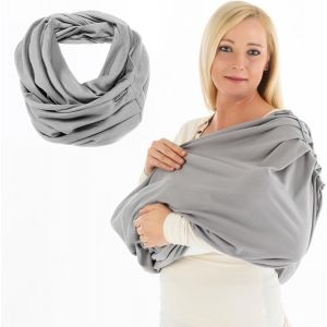 Cape Allaitement 3 En 1,Voile Allaitement Respirant,100% Coton,Multi-Usages : Protection Discrète,Echarpe Tube Femme Et Veste Boléro-Gris - Neuf