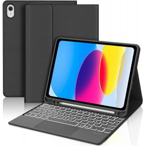 Clavier Pour Ipad 10e G&eacute;n&eacute;ration Et Ipad 11 &Egrave;me Generation A16 Avec Pav&eacute; Tactile, (10.9"" 2022/11 Pouces 2025), &Eacute;tui Keyboard R&eacute;tro&eacute;clairage Bluetooth Magn&eacute;tique D&eacute;tachable Azerty Fran&ccedil;ais, Noir - Neuf