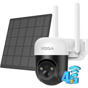 KALANKA-4G LTE Camera Solaire avec Carte SIM, 2K 3MP IP Cam&eacute;ra Surveillance Ext&eacute;rieure sans Fil &agrave; Batterie, PTZ D&eacute;tection de Mouvement Personnalis&eacute;e Projecteur/Sir&egrave;ne Alerte Instantan&eacute;e sur App(Non W - Neuf