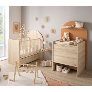 Pack chambre b&eacute;b&eacute; &eacute;volutif &iquest; lit b&eacute;b&eacute; 120x60 transformable en 90x190 + commode &agrave; langer &eacute;volutive en bureau - Neuf
