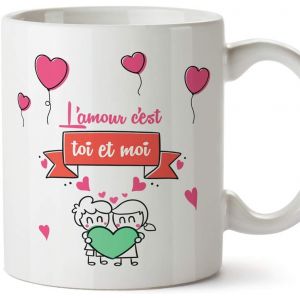 Eryi-Mug Tasse Saint Valentin (Je T'aime) - L'amour C'est Toi Et Moi - Idées Cadeaux Romantique Pour Amoureux - Petits Amis - Copains - Neuf