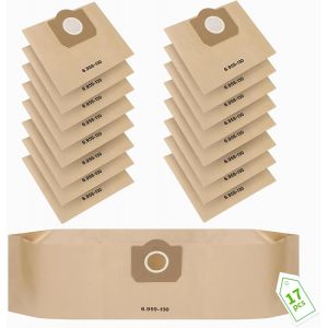 Lot de 17 sacs d'aspirateur pour Kärcher 6.959-130.0, WD3 1629 MV3 Premium A2201/2204/2251/2504/2554/2604 - Neuf