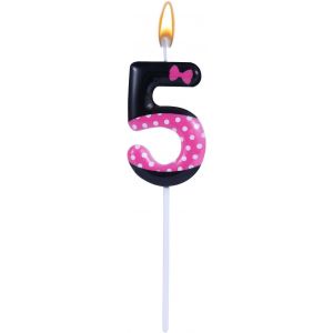 Eryi-Rose Noir Bougies D'anniversaire Pour Filles, Souris Dessin Animé Bougie Chiffre Décorations Gâteaux Cupcake Décorations D'anniversaire Sur Le Thème De Souris Rose Fournitures Fête (Numéro 5) - Neuf