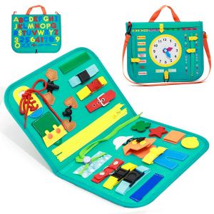 Tableau d'activit&eacute;s Montessori pour enfants de 1 &agrave; 4 ans - 20 en 1, d&eacute;veloppement des comp&eacute;tences motrices et sensorielles, jouet &eacute;ducatif pliable 34,9 x 26,3 cm - Neuf