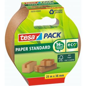 Papier Standard-Ruban D'emballage En Papier Écologique,Composé De 56% De Matériaux Biosourcés-Efficace Et Recyclable-Marron-25 Mx38 Mm - Neuf