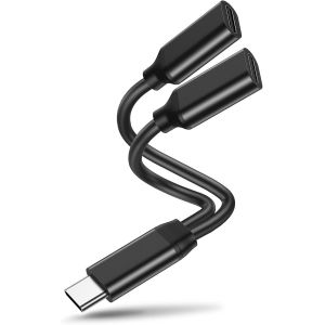 THEF-Adaptateur Double USB C Jack Casque et Chargeur,Répartiteur USB C câble dongle audio de type C avec charge rapide PD 60W pour iPhone 15/15Pro/15Pro Max, Pixel 7 6 5XL, Galaxy S23 S22 S21 S21+ No - Neuf