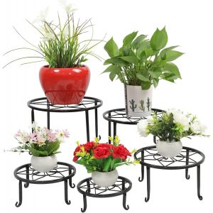 Lot De 5 Supports De Plantes En M&eacute;tal Robuste Pour Pot De Fleurs,Int&eacute;rieur Et Ext&eacute;rieur En Fer Antirouille - Neuf