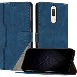 Kalanka-Étui Pour Huawei Mate 10 Lite, Housse En Cuir Pu Avec [Protection Antichoc Tpu] [Fonction Support] [Porte-Cartes ] Antichoc Magnétique Coque Pour Huawei Mate 10 Lite - Bleu - Neuf
