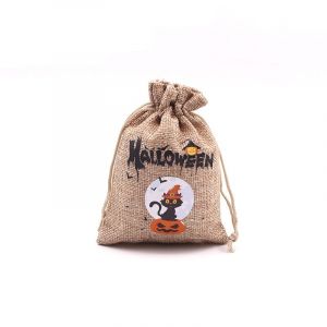 Lot de 50 sacs en toile de jute (15 cm x 20 cm) pour Halloween, sacs en toile de jute avec cordon de serrage pour des bonbons, des bonbons, des bonbons et des cadeaux - 7 - Neuf