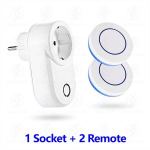 Prise de courant télécommandée sans fil,prise intelligente EU FR,portée de contrôle de 50m,15A,220V,110V,appareil ménager,ventilateur léger -1socket 2remote - Neuf