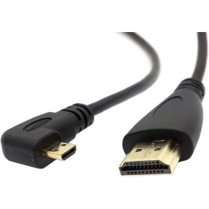 C&acirc;ble micro HDMI vers HDMI m&acirc;le HDTV coud&eacute; &agrave; gauche de 90 degr&eacute;s pour t&eacute;l&eacute;phone portable et tablette 50 cm - Neuf