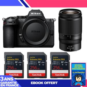 Boitier Nikon Z5 II + 28-75mm f/2.8 + 3 SanDisk 256GB Extreme PRO UHS-II SDXC + Ebook 'Devenez Un Super Photographe - Neuf