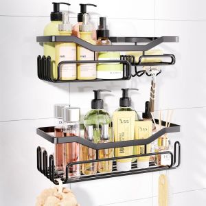 &Eacute;tag&egrave;re douche avec 11 crochets, &Eacute;tag&egrave;re salle de bain sans per&ccedil;age, Rangement Douche avec Razor Holder et Porte Savon Douche pour Accessoire Salle de Bain, 4 Autocollant, 2 pcs - Neuf