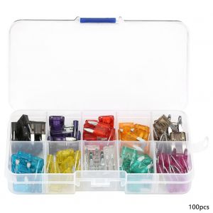 Assortiment de 100 mini-fusibles a lame 2-35 A pour voiture, camion, moto - Neuf