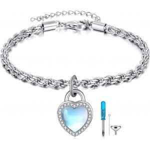 Château Pierre De Lune Urne Bracelet Pour Cendres Château Amour C?ur Fermoir Charms Urne Cendres Argent Sterling 925 Souvenir De Crémation Bracelet Bijoux Pour Femmes, Acier Inoxydable - Neuf