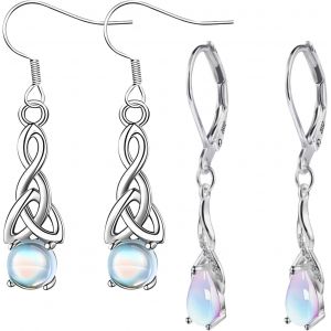 Boucles D'oreilles En Argent 925 En Pierre De Lune-À Suspendre,Lumière Éblouissante-Pour Femme-Merveilleux Cadeau Pour Les Femmes - Neuf