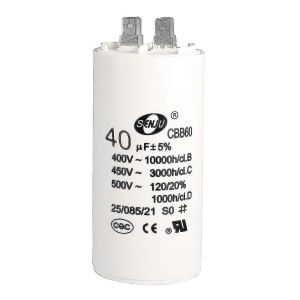 Condensateur 40uf 450v AC double prise 50/60hz cylindre 94x45mm blanc pour compresseur d'air moteur de pompe à eau - Neuf