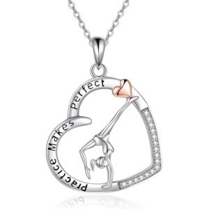 Bijoux En Argent Fin,Collier De Gymnastique,Collier Pendentif De Gymnastique En Forme De Coeur En Argent Sterling 925,Cadeau Sur Le Thème De La Ballerine,Bijoux De Sport Pour Femmes - Neuf