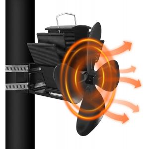 QUSA-4 Lames Ventilateur Poele &Agrave; Bois, Ventilateur De Po&ecirc;le Fonctionne Silencieusement Avec Thermom&egrave;tre, Ventilateur De Chemin&eacute;e &Agrave; Haute Efficacit&eacute; Pour Foyer/Br&ucirc;leur/B&ucirc;ches/Chemin&eacute;e - Neuf