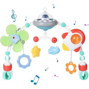 Jouet Poussette Bebe, Arche Eveil Bebe Jouets Musicaux Avec Lecteur De Musique &Agrave; Volume R&eacute;glable, Jouets Sensoriels Pliables &Agrave; Suspendre Pour B&eacute;b&eacute; Pour Gar&ccedil;ons Et Filles De 3 6 9 12 Mois - Neuf