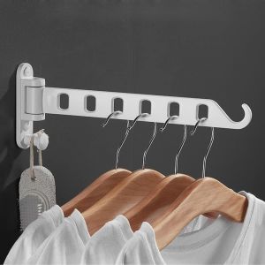 KALANKA-Etendoir Mural Rabattable, Portant a Vetement 180&deg;Rotation Pliant Porte Manteau Mural pour Salle Bain,Balcon,Buanderie (Blanc, 6 Trous 1Pcs) - Neuf