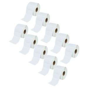 vhbw 10x Rouleau d'&eacute;tiquettes &agrave; transfert thermique 25,4mm x 50,8mm (1300 &eacute;tiquettes) compatible avec Zebra GX430t, GX420t &eacute;tiqueteuse - Neuf