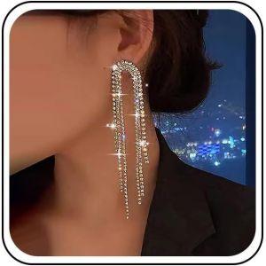 Kal-Boucles D'oreilles Pendantes Argent Strass Cristal Boho Mariage Femmes Filles Cadeaux - Neuf