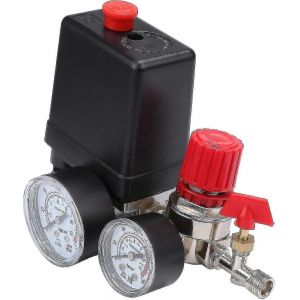 Valve de pressostat de compresseur d'air avec régulateur réglable et manomètre - Neuf
