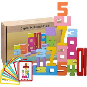 ChenQuanSarl-Lot De 20 Blocs De Construction En Bois - Pour Enfants À Partir De 3 Ans - Cadeaux Pour Filles, Garçons Et Enfants - Neuf