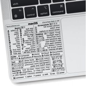 Mac Os (Big Sur/Catalina/Mojave Etc) Raccourcis De Clavier, Autocollant En Vinyle Transparent, Compatible Avec N'Importe Quel Macbook Air Pro Avec Processeur M1 Ou Intel - Neuf