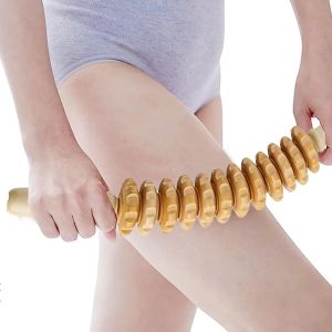 Appareil De Massage Roller Manuel,Rouleau De Massage,Masseur Anti-Cellulite,Soulagement Des Douleurs Musculaires Et D&eacute;tente,Bois 43cm&iquest; - Neuf
