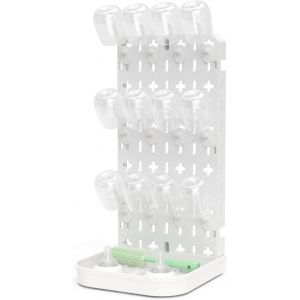 Removable Baby Bottle Drying Rack With 12 Hooks And Tray,Vertical Storage For Baby Bottles,Nipples,Cups,Pump Parts And Accessories For Newborn,White - Neuf
