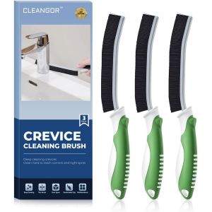 Cleangor Brosse à Joints,Brosse NettoSalle de Bain,Brosse à Joint Carrelage,Brosse à Récurer,Brosse à Poils Durs,Lot Brosse Nettopour la Cuisine et Les Toilettes (3,Vert) - Neuf