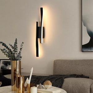 Eryi-Applique Murale Intérieur Led, 16w 2500lm Design Minimaliste Lampe Murale Moderne, Ligne Noire Applique Murale Led Pour Chambre Salon Salle À Manger Couloir, Blanc Chaud 3000k - Neuf