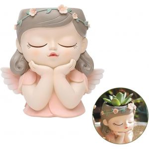 lbgwp60-Pot De Fleurs Vi , Pot Fleur Vi Avec Trous De Drainage, Pot Plante Intérieur Vi En Forme De Fille, Pour Faire Pousser Des Plantes Grasses Ou Des Fleurs (Prière) - Neuf