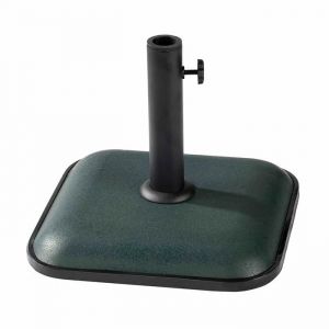 Base De Parasol Carr&eacute;e En Ciment - Marbueno Summer - 35x35x5,2 Cm - 11 Kg - Vert - Compatible &Oslash;30/35/38 Mm - Neuf