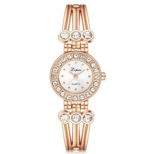 Lvpai Femmes Quartz Analogique Montre Luxe Strass Robe Bracelet Montre-Bracelet (Or Rose + Blanc) - Neuf