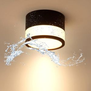 Ulteronixshop-Plafonnier Spot Salle De Bain Ip65 Noir Plafond Saillie Plafonni&egrave;re Couloir Entree, Led 12w Blanc Chaud Rond Plafonier Sans Per&ccedil;age Irc82 Luminaire Design &Eacute;pur&eacute; Couloir Exterieur Cuisin - Neuf