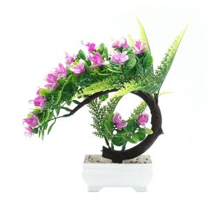 HJLIAN Plante artificielle en pot, decoration de bonsai, pot de fleurs pour la maison ou le bureau (rose rouge) - Neuf