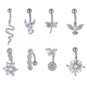 1 Pcs Cristal Nombril Bague Forme Animale Ventre Piercing En Acier Inoxydable Coeur Nombril Courbe Barre Anneau Nombril Anneaux Corps Bijoux - Neuf