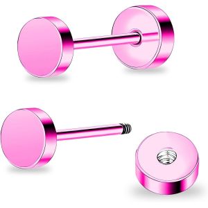 Kal-Boucles D'oreilles Plates En Titane Hypoallerg&eacute;nique Pour Femmes - Boucles D'oreilles Pour Oreilles Sensibles - Boucles D'oreilles Plates Simples Classiques De 5 Mm - Parfaites Pour H&eacute;lix, Tragus - Neuf